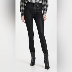 NEW Paige Black Coated Luxe Cheeky Skinny Jeans Size 33